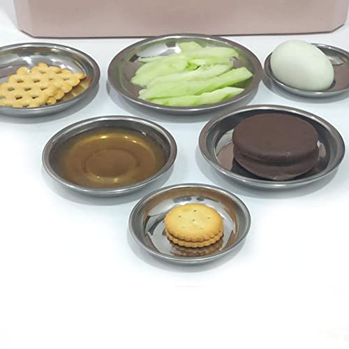 esowemsn 10PCS Stainless Steel Sauce Dishes Mini Appetizer Serving Plates 4inch Round Seasoning Dishes Sushi Dipping Bowl for Home Kitchen Restaurant (Pack of 2) - size: 10cm (Pack of 2)