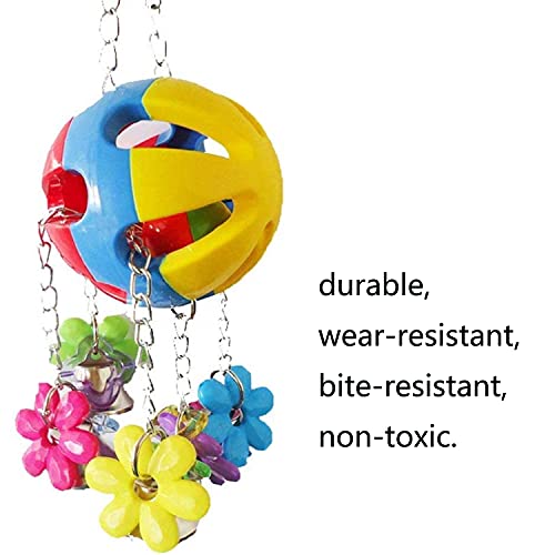 Bird String Ball Toy Parrot Pet Cage Toy Chew Bite with Hanging Swing Bell for Small Parakeet African Grey Cockatiel Cockatoo Finch Canary Cage Accessories … - color: C - Ball Toy