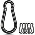 Stainless Steel Spring Snap Hook Carabiner - 304 Stainless Steel Caribeener Clips, Set of 6 - color: Black, size: 3.15 Inch