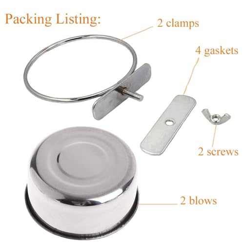 Kathson 2 Pack Bird Feeding Dish Cups, Stainless Steel bird bowls Parrot Feeders Water Cage Bowls with Clamp Holder Bird Feeders for Parakeet Cockatiels Conure Budgies Lovebird Finch and Small Animals