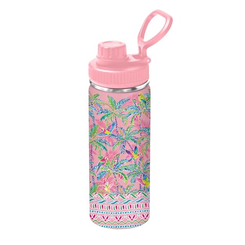 Birds 18oz Water Bottle, with 2 Lids Handle, Insulated Sport Cup | 18oz Stainless Steel Coffee Tumbler, Reusable Leakproof Anti Slip Boot Mug, Christmas Birthday Gift for Son Daughter - color: Birds