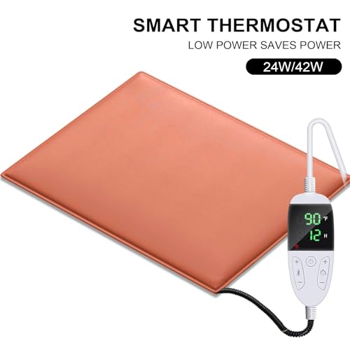 Large Chicken Heating Pad Baby 15.6" X 23.4" Chicks Heater Mat Temperature and Timer Adjustable Led Display Chicken Warming Blanket Heated Mat with Anti Bite Cord Chick Brooder Heating Plate - size: 23.4"L x 15.6"W x 1.0"H