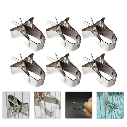 ULTECHNOVO 6pcs Stainless Steel Multi-Function Food Clips Portable Bird Cage Fruit Vegetable Holders Easy to Carry and Store Household Use