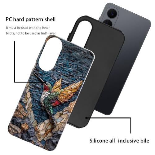 Compatible with Samsung Galaxy S25 Edge Case,Glossy Case All-Round Protection Shockproof Anti-Scratches TPU Cover,Cases for Man Woman-Hummingbird Stained Glass - color: Hummingbird Stained Glass, size: Galaxy S25 EDGE