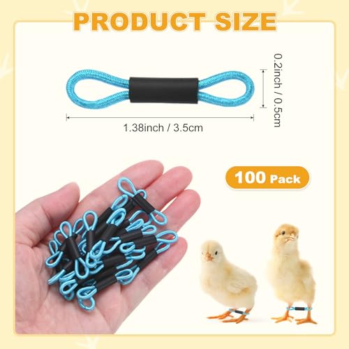M METERXITY 100-Pack Adjustable Chick Leg Bands, 1.38" x 0.2" Polyester Chicken Leg Brace for Chicks/Ducks/Birds [Blue] Poultry Leg Bands - color: Blue