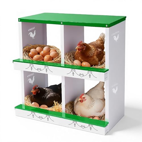 Chicken Nesting Boxes Rollout Egg Collection 4 Compartment Green - color: Green, size: 4 HOLE