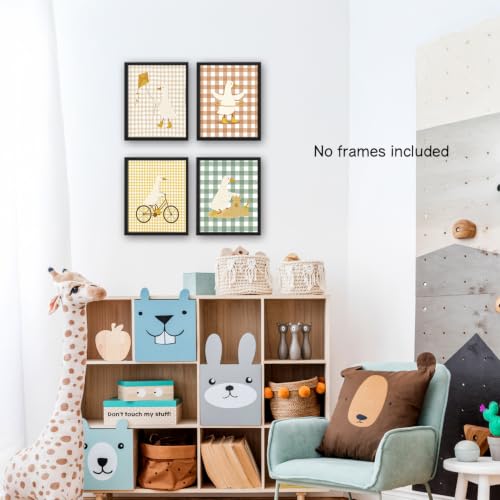 NaZaUK Goose Nursery Wall Art, Baby Room Decor, Goose Nursery Wall Decor for Baby room, Toddler Bedroom, Playroom, Farmhouse Nursery, Gender Neutral Spaces Set of 4 8x10 in