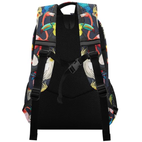 Kids Parrot Birds Backpack for Boys Girls School Bags | Elementary Middle, Travel Daypack Lightweight Waterproof with Reflective Strip - color: Colorful Exotic Birds