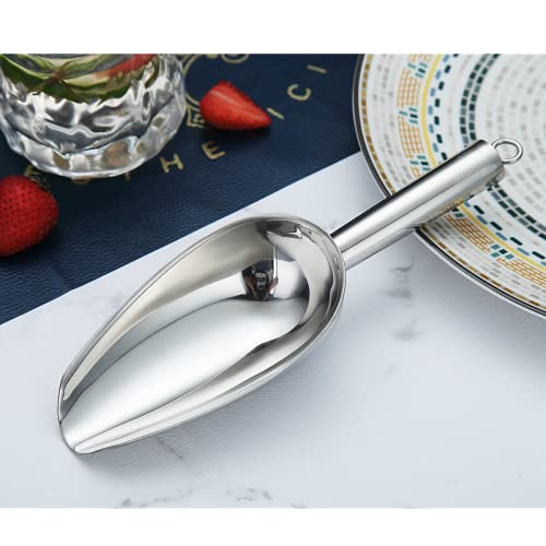 Berglander Stainless Steel Ice Scoop 6 OZ, Metal Ice Scooper For Ice Maker, Multipurpose For Candy Kitchen Bar Party Wedding Pet Animal Dog Food Scoop Beach Shovel (Silver) - color: 1. Silver
