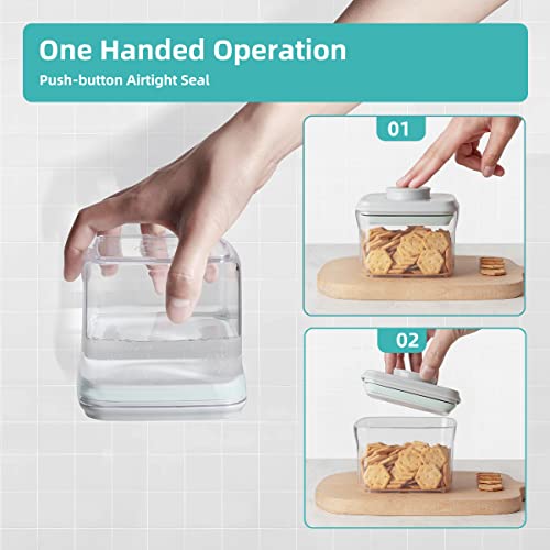 Airtight Container Set (1000ml 4 Pcs) Stackable One Press Openning Food Containers for Snacks Sugar Salt Herbs Spices Coffee Bean Formula Popcorn BPA-Free Tight Seal - Clear (1.0 QT * 4) - color: 1.0 QT * 4