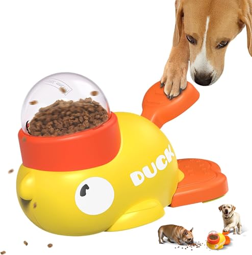 Duck Dog Treat Dispenser Toy, Interactive Slow Feeder Puzzle Toy | Duck design with interactive treat dispensing, slow feeding, and puzzle play to provide mental stimulation and reduce boredom - color: White