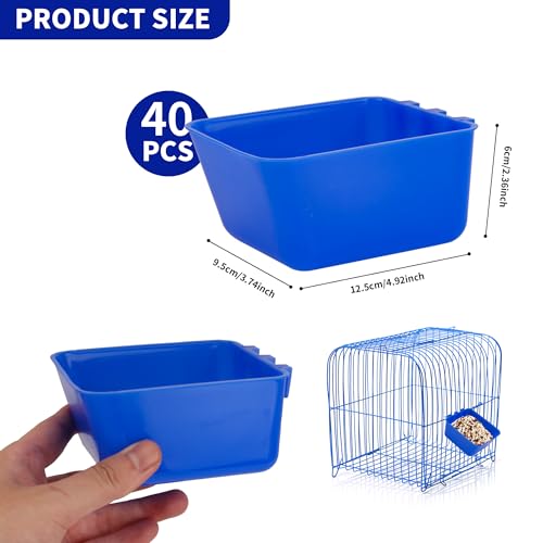 40 Pcs Cage Cups Chicken Feeder Cups 16 oz Hanging Bird Food Water Cups Bunny Cage Feeding Bowl Dish for Pet Parrot Rooster Parakeet Gamefowl Poultry Pigeon Wire Cage(Blue) - color: 16oz-Blue