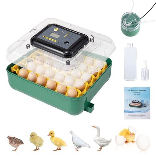 Egg Incubators for Hatching 30 Eggs with Temperature Humidity Control,Green | Chicken Incubator with Humidity Display Auto Water Filling,Quail Incubator with Automatic Egg Turning - color: grass green