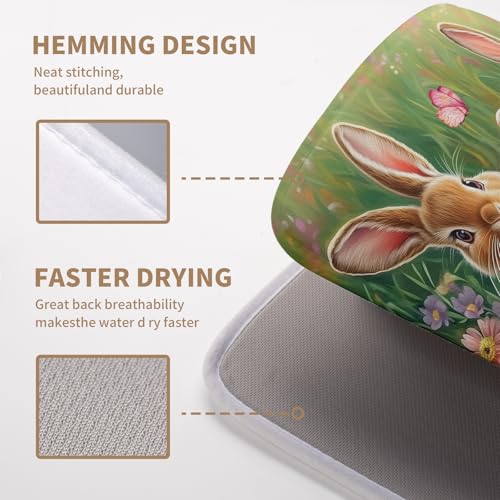 Easter Bunny Eggs Dish Drying Mat for Kitchen Counter 16x18 Inch Spring Easter Rabbit Flowers Drying Mat Microfiber Dish Drainer Rack Mats Absorbent Reversible Dishes Pad Dish Dryer Mat - color: Easter Egg Bunny, size: 16" x 18"
