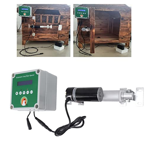 Haofy Automatic Chicken Coop Opener Linear Actuators Electric Poultry House Door Motor Kit with Light, Automatic Chicken Coop Door Opener,Closer (US Plug)