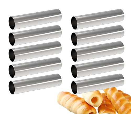Cannoli Tubes Set, 25 Pack Large Cannoli Forms with Cleaning Brush, Reusable Silicone Piping Bag and Long Piping Tip, Stainless Steel Kitchen Tool DIY Dessert Supplies - color: 16 pcs large cannoli tubes + blush + icing bag+ long icing tip