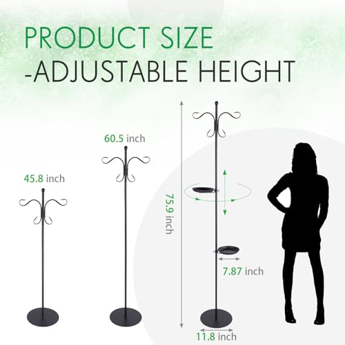 1 Set Upgraded 75.9" Shepherds Hook for Bird Feeder, Hanging Plant Wind Chime Stand, Metal Adjustable Standing Pole Holder for Indoor Outdoor, with 2 Rack & Weight Bag (2 Hooks) - style: 2 Hooks