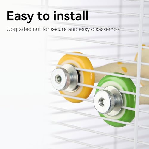 Apple Shape Parrot Perch Stand Ceramic Beak Grinding Stone Toy for Nail Trimming - Cage Accessories for Parrot, Budgie, Cockatiel, Lovebird, Other Small Medium Birds (Green)