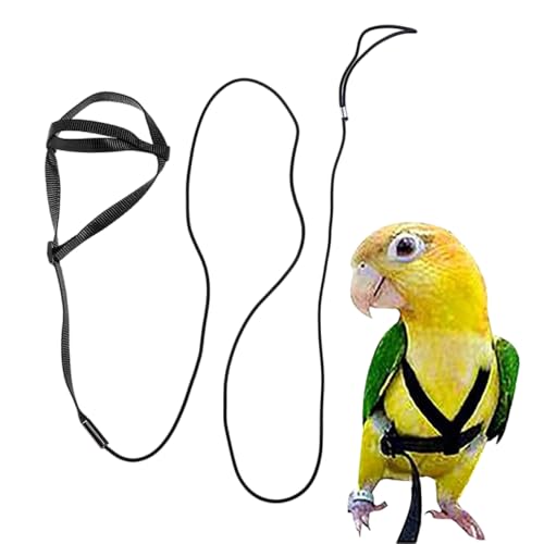 Adjustable Bird Harness and Leash,Anti-Escape Nylon Parrot Harness Black S | Flying Training Rope Parakeet Leash For Small Medium Large Breed Parrots Fits Chest Under 18.5'' - color: Black, size: S