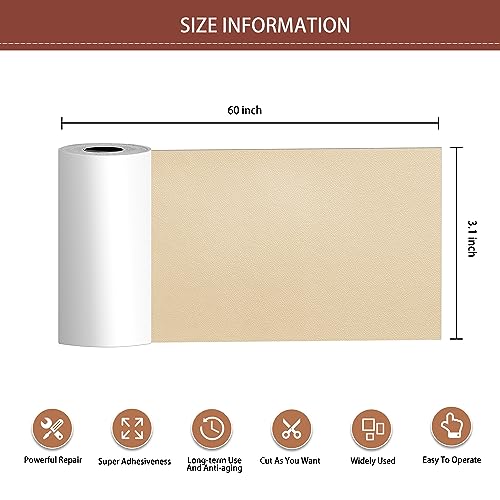 Leather Repair Patch Tape Kit, Self Adhesive Leather Repair for Furniture, Couch, Sofa, Car Seats,Office Chair,Vinyl Repair Kit.3.1inx60in - color: Light Khaki, size: 3.1 in x 60 in