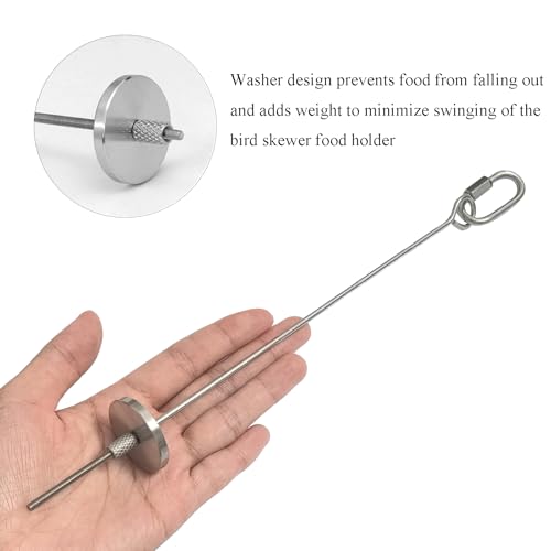 1pcs Hanging Bird Treat Skewer Parrot Fruit Feeder, 13 Inch Stainless Steel Bird Food Holder Parrot Fruit Food Skewer with Washer Nut Parakeet Treat Holder Feeder for Parrot Budgie Conure, LXLVOUEG - size: Screw-13inches-1P