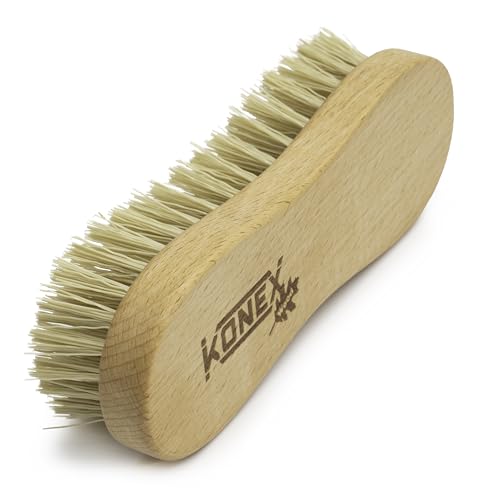 KONEX Nylon Fiber Economy Utility Cleaning Hand Brush | Heavy Duty Hand-Held Scrub Brush Stiff Bristles | Wooden Body, Ideal Scrub Brushes for Cleaning (Peanut Shaped) (Pack of 2) - size: 1 Count (Pack of 2)