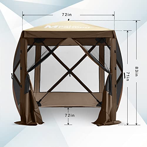 MASTERCANOPY 6x6 Portable Screen House Room Pop up Gazebo Outdoor Camping Tent with Carry Bag (6x6,Beige&Coffee) - color: Beige&Coffee, size: 6x6 ft