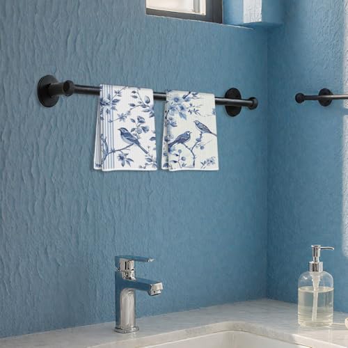 2 Pcs Floral Bird Kitchen Towels Decorative Tea Towel | Waffle Soft Hand Towels for Farmhouse, Home, Bathroom, Housewarming Gifts, Absorbent Microfiber Dish Cloth - color: Multi 1258