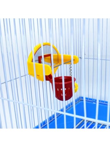 Bird Basketball Toy with Mirror Hanging Foraging Chew Ball Interactive Intelligence Training Toy for Budgies Parakeets Cockatiels Conure Easy to Install