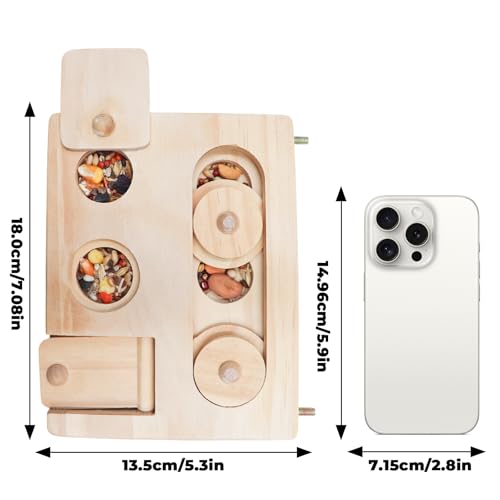 Wooden Bird Foraging Puzzle – Interactive Food Challenge Toy with Sliding Blocks & Locks | Cage-Mounted Enrichment for Budgies, Cockatiels, Conures