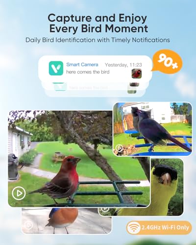 Bird Feeder with Camera Solar Powered: Smart Hummingbird Feeder for Backyard Tree - 2K Live AI Identify Auto Capture Bird Video - WiFi Bird Watching Feeders Gift for Mom Dad - color: deep green
