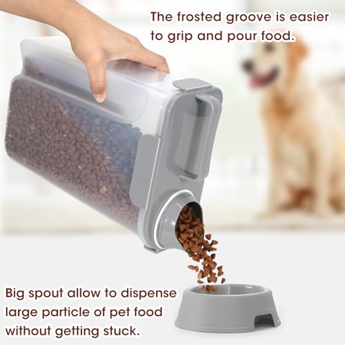 TBMax Dog Cat Food Storage Container 5 to 7 lbs, Airtight Pet Food Dispenser with Easy-Pouring Spout & Measuring Cup, Portable Kibble Container for Travel Dog Food Storage - color: Light Grey, size: 6 Qt