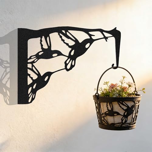 Hummingbird Plant Hanger Wall Hook, Metal Bird Feeder Hanger for Outdoors/Indoor, Plant Wall Hanger Bracket Holder, Window Plant & Wind Chime Hanger, Staghorn Fern, Patio Garden Home Decor - color: Hummingbird