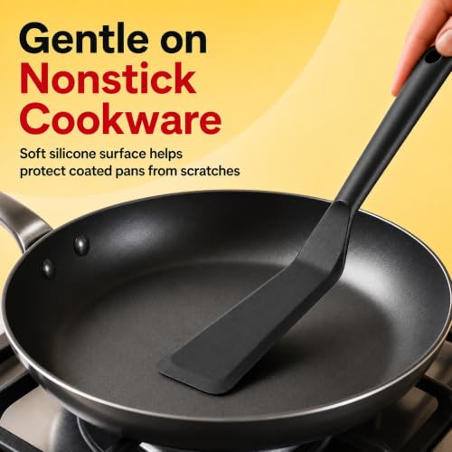 Egg Spatula is Heat Resistant Non-Stick Pancake Spatula - Silicone Spatula is used as an Omelette Spatula for Cooking. - color: Black