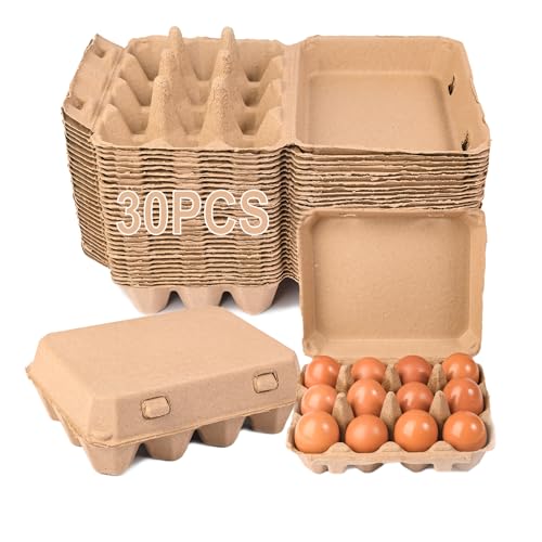 30 Pcs Blank Pulp Egg Cartons, 3 * 4 Style Square Tray, Holds 12 Eggs, Made of Recycled Pulp, Sturdy and Durable, Suitable for Egg Containers at Home, Chicken Houses, Markets, Restaurants