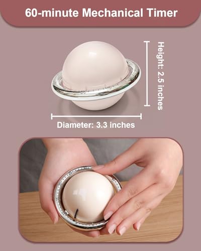 Kitchen Timer for Cooking, Magnetic Mechanical Timers - No Batteries Required - Loud Alarm, Wind Up Manual 60-Minute Countdown Reminder for Cooking, Baking, Exercise, Study, Working, Off-White - color: Off-white