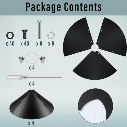 4 Sets 18 Inches Squirrel Baffle for Bird Feeder Pole, Outside Pole Mount House Guard Bird Feeder Baffle for Shepherd's Hook, Preventing from Squirrels, Raccoons(Black) - color: Black