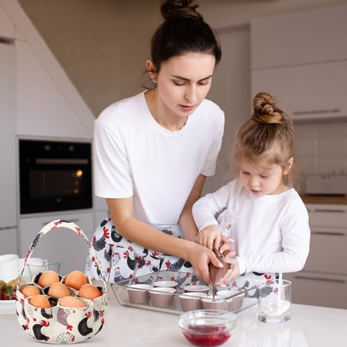 3 Pcs Egg Collecting Apron and Gathering Basket Adult 12 Pockets and Child 3 Pockets for Chicken Goose Eggs - style: Lovely