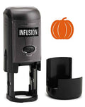 Infusion Round Teacher Stamp, Holiday, 3/4'' Self-Inking Rubber Stamp - Pumpkin - Orange Ink - color: Pumpkin
