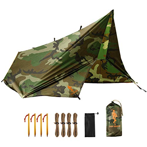 FREE SOLDIER Waterproof Camping Tarp Shelter Awning | Lightweight, Compact, Quick Setup, Waterproof Sun Shelter Campingtarp,For Backpacking, Beach, Travel and Outdoor Activities - color: Camo 10×10.5ft