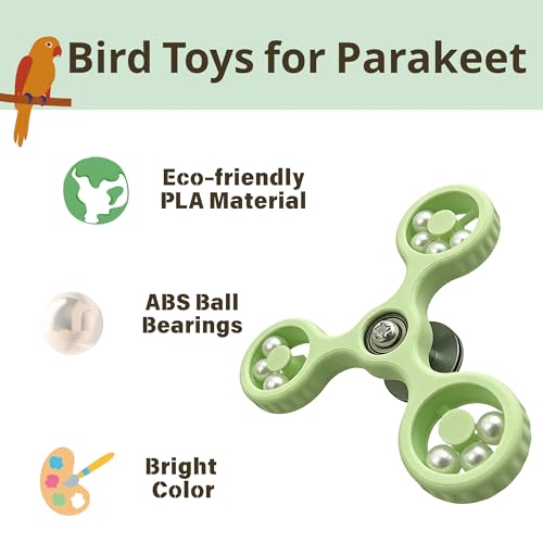 Spinning Bird-Toys Bird Cage Toys & Bird Perch Parrot-Parakeet Budgie Cockatiel Conure Macaw Chicken Parrot Enrichment Cage Accessories Small Animal Chewing Toy (Green Spinner) - color: Green Spinner