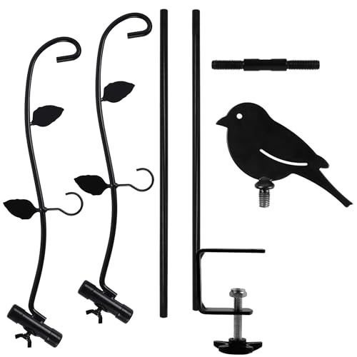 yosager Deck Pole Bird Feeding Station Kit, Porch Multi Hook Bird Feeder Hanging Kit with Two Adjustable Branches, Attracting Wild Birds, Planter Hanger