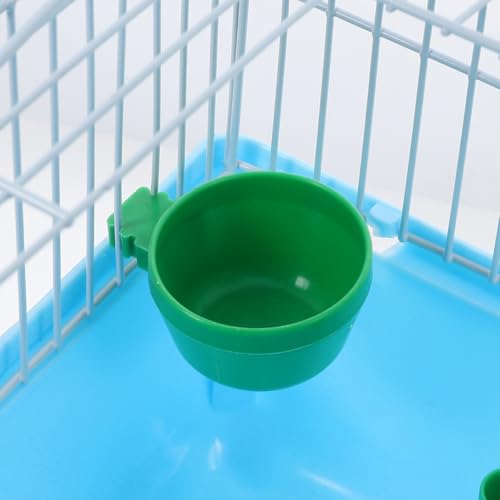 Toddmomy Portable Bird Cage with Perch Food Box Water Dispenser Spacious Travel Carrier for Parrots Lovebirds Small Birds 9.29X6.57X6.29 Inches - color: Blue