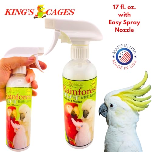King's Cages Rainforest Mist 17oz White Spray Feather Conditioning Bath Mist with Vanilla Scent for Cockatoos and Macaws Parrots (Pack of 2) - size: Pack of 2
