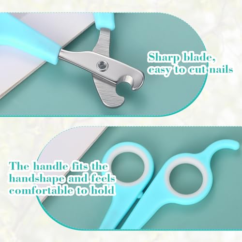 Lasnten 2 Pcs Bird Nail Grinder with Clipper Bird Nail Trimmer File Pet Grooming Tool for Parrot Budgerigars Parakeets Myna Conure Finches Lovebirds (Cyan Blue) - color: Cyan Blue