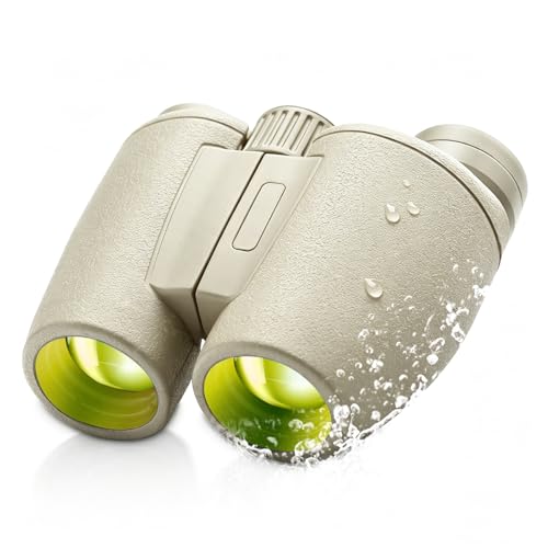 8x30 Binoculars for Adults, High Power Compact Binocular for Travel Hiking Concert Ship Cruise Hunting Bird Watching, Khaki Waterproof Binocular for Kid - color: Khaki, size: W/T Accessories