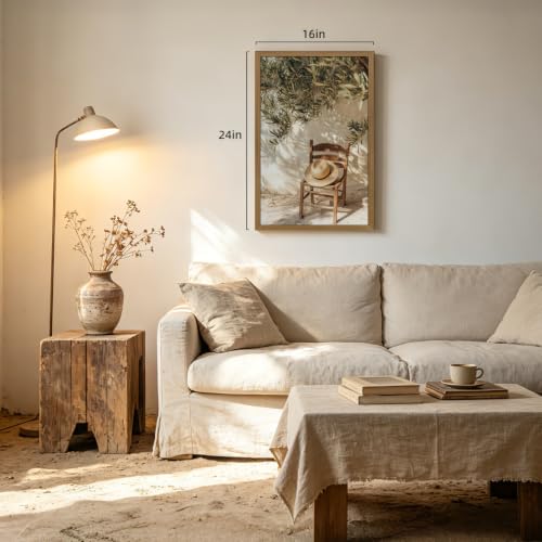CGXY Neutral Olive Tree Wall Art, Mediterranean Coastal Wall Decor, Rustic Farmhouse Still Life Poster Print, Vintage European Countryside Artwork for Living Room Bedroom Wood Framed 12x16 Inch - color: Tree, size: 16"L x 12"W