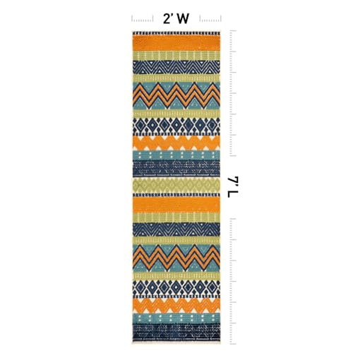 Rugshop Marbella Indoor/Outdoor Contemporary Boho Runner Rug Multi 2' x 7' | Non-Shedding, Runner, Size 2' x 7', Patio, Deck, Porch, Balcony, Backyard, Garden, Poolside, Sunroom, Outdoor Living - color: Multi Color, size: 2' x 7' (Rectangular)