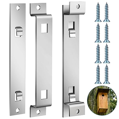 Blulu 2 Sets Bird House Hanger Bracket Stable Rust Proof Galvanized Steel Mounting Bracket for Securing Bird Houses Nesting Boxes Feeders, Quickly Remove for Cleaning (Silver) - color: Silver