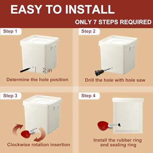 Chicken Waterer Float Valve Kit - Top Inlet, Compatible with Various Chicken Water Cups & Nipples, Includes Fixing Clip, 4 Hose Clamps, Raw Tape, 1/2 to 3/4 Inch Adapter